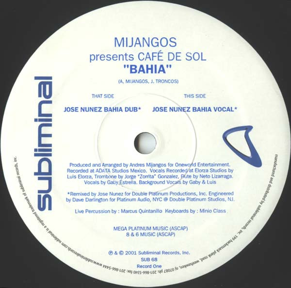 Mijangos Presents Café De Sol - Bahia | Subliminal (SUB 68) - 3