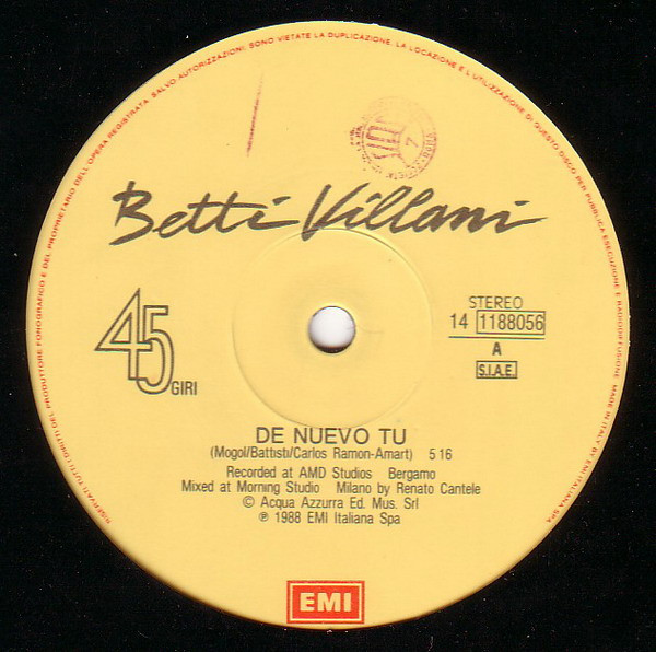 Betti Villani - De Nuevo Tu | EMI (14 1188056) - 2 Betti Villani - De Nuevo Tu | EMI (14 1188056) - 2