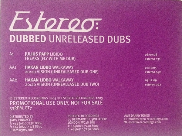 Julius Papp / Håkan Lidbo - Dubbed Unreleased Dubs | Estereo (ET7)