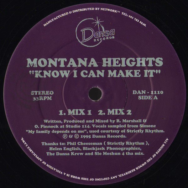 Montana Heights - Know I Can Make It | Dansa Records (DAN-1110) - main Montana Heights - Know I Can Make It | Dansa Records (DAN-1110) - main