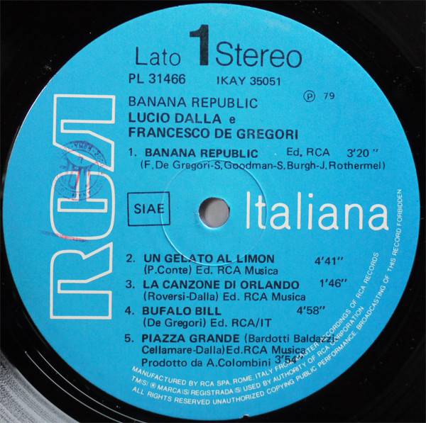Lucio Dalla - Francesco De Gregori - Banana Republic | RCA (PL 31466) - 3 Lucio Dalla - Francesco De Gregori - Banana Republic | RCA (PL 31466) - 3