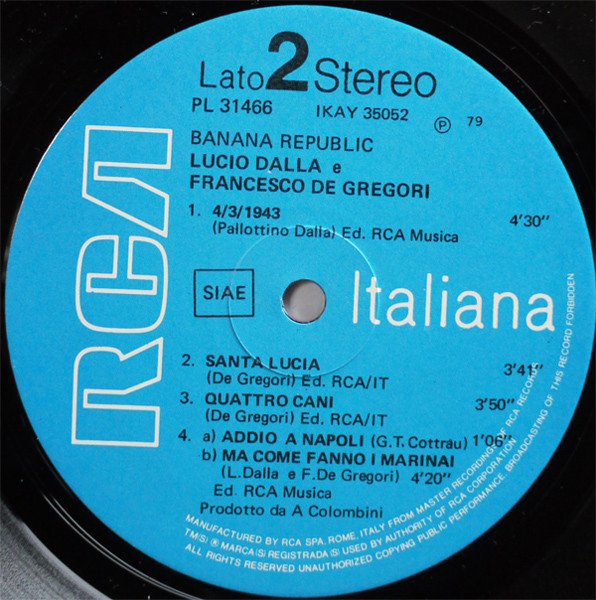 Lucio Dalla - Francesco De Gregori - Banana Republic | RCA (PL 31466) - 4 Lucio Dalla - Francesco De Gregori - Banana Republic | RCA (PL 31466) - 4