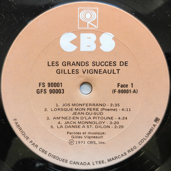 Gilles Vigneault - Les Grands Succès De Gilles Vigneault | Columbia (GFS-90003) - 4 Gilles Vigneault - Les Grands Succès De Gilles Vigneault | Columbia (GFS-90003) - 4