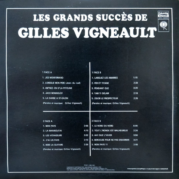 Gilles Vigneault - Les Grands Succès De Gilles Vigneault | Columbia (GFS-90003) - 3 Gilles Vigneault - Les Grands Succès De Gilles Vigneault | Columbia (GFS-90003) - 3