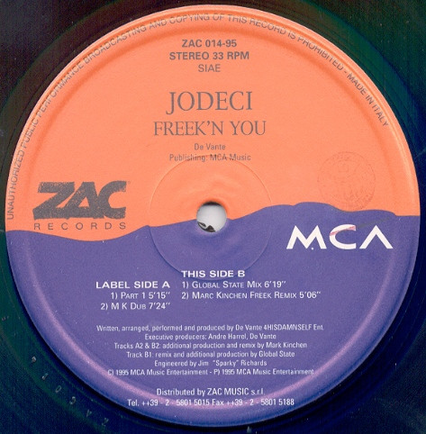 Jodeci - Freek'n You | Zac Records (ZAC 014-95) - main