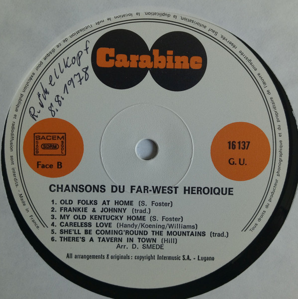 Unknown Artist - Chansons Du Far-West Héroique | Carabine (16 137 GU) - 3 Unknown Artist - Chansons Du Far-West Héroique | Carabine (16 137 GU) - 3
