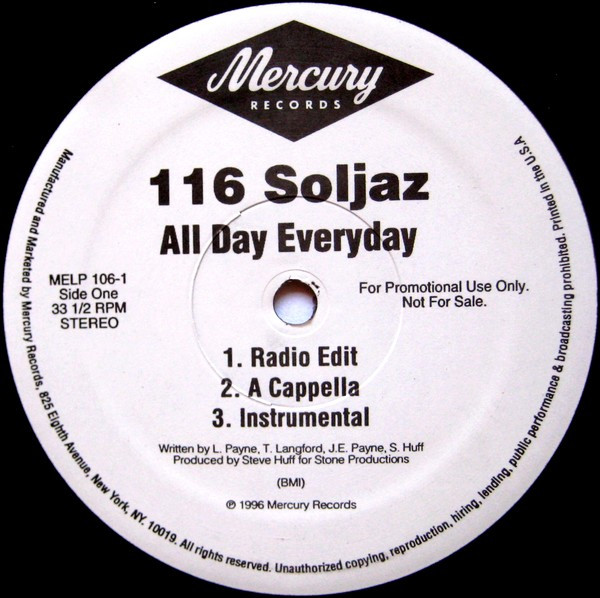 116 Soljaz - All Day Everyday / Ghetto Heaven | Mercury (MELP 106-1)