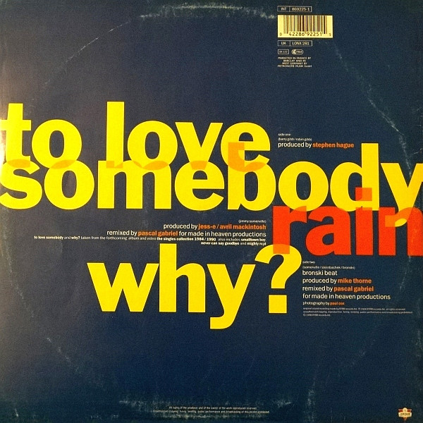 Jimmy Somerville - To Love Somebody | London Records (869 225-1) - 2