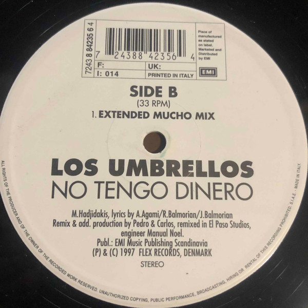 Los Umbrellos - No Tengo Dinero | EMI (7243 8 84235 6 4) - main