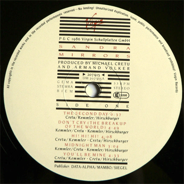 Sandra - Mirrors | Virgin (207 915) - 3