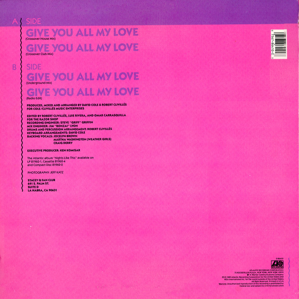 Stacey Q - Give You All My Love | Atlantic (0-86410) - 2