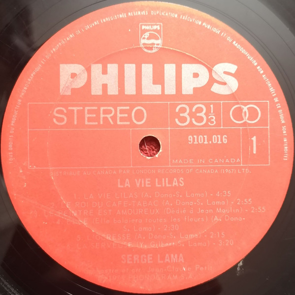 Serge Lama - La Vie Lilas | Philips (9101.016) - 2