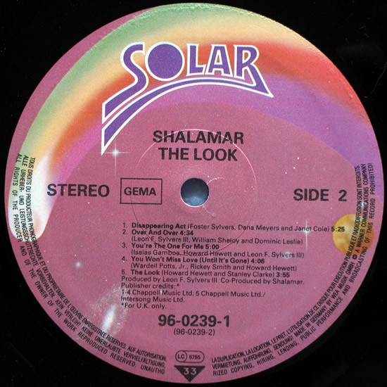 Shalamar - The Look | Solar (96-0239-1) - 4 Shalamar - The Look | Solar (96-0239-1) - 4