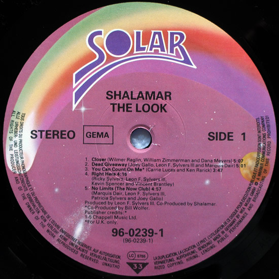 Shalamar - The Look | Solar (96-0239-1) - 3 Shalamar - The Look | Solar (96-0239-1) - 3