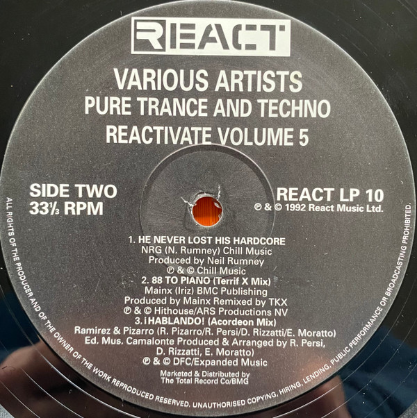 Various - Reactivate Five - Pure Trance And Techno | React (REACT LP 010) - 5