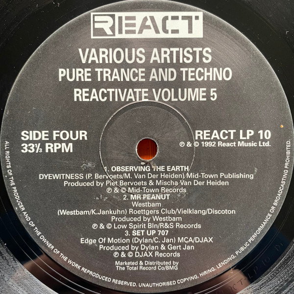 Various - Reactivate Five - Pure Trance And Techno | React (REACT LP 010) - 7