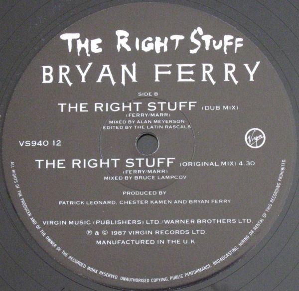 Bryan Ferry - The Right Stuff | Virgin (VS940 12) - 3 Bryan Ferry - The Right Stuff | Virgin (VS940 12) - 3