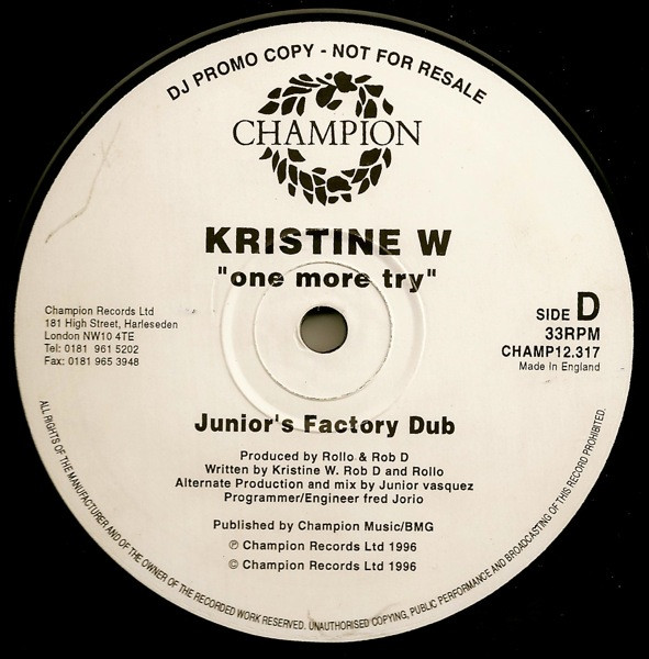Kristine W - One More Try | Champion (CHAMP12.317) - 4