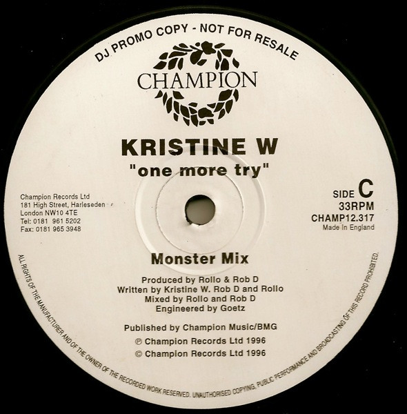 Kristine W - One More Try | Champion (CHAMP12.317) - 3