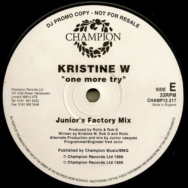 Kristine W - One More Try | Champion (CHAMP12.317) - 5