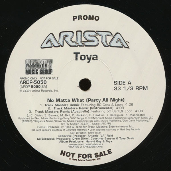 Toya - No Matta What (Party All Night) | Arista (ARDP-5050)