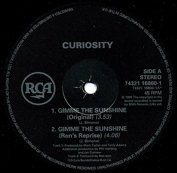 Curiosity - Gimme The Sunshine | RCA (74321 16860 1) - 3