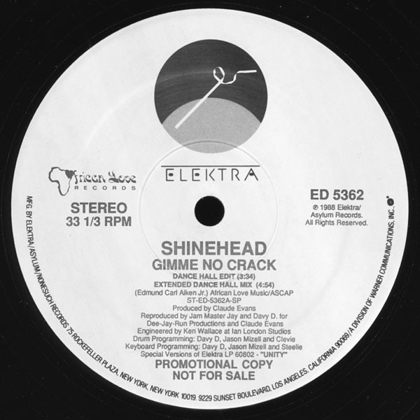 Shinehead - Gimme No Crack | Elektra (ED 5362) - main Shinehead - Gimme No Crack | Elektra (ED 5362) - main