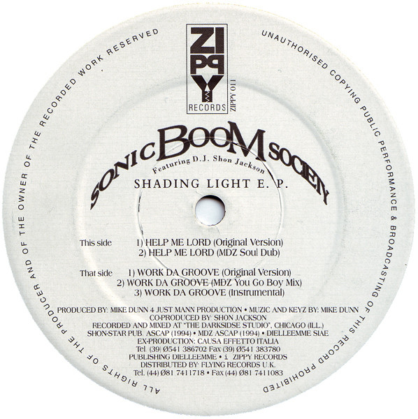 Sonic Boom Society Featuring D.J. Shon Jackson - Shading Light E.P. | Zippy (ZIPPY 011) - main