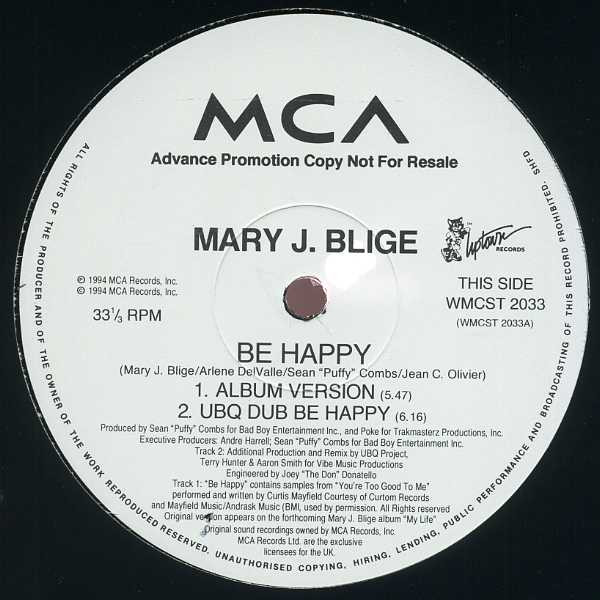 Mary J. Blige - Be Happy | MCA Records (WMCST 2033) - 2 Mary J. Blige - Be Happy | MCA Records (WMCST 2033) - 2