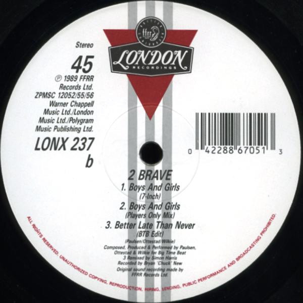2 Brave - Boys And Girls | London Records (LONX 237) - 4