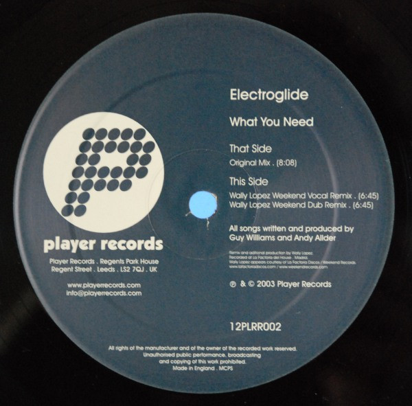 Electroglide - What You Need | Player Records (12PLRR002) - 2 Electroglide - What You Need | Player Records (12PLRR002) - 2