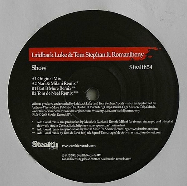 Laidback Luke & Tom Stephan ft. Romanthony - Show | Stealth Records (Stealth54) - main Laidback Luke & Tom Stephan ft. Romanthony - Show | Stealth Records (Stealth54) - main