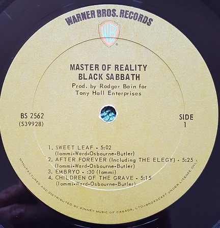 Black Sabbath - Master Of Reality [Vinyl] | Warner Bros. Records (BS 2562) - 3