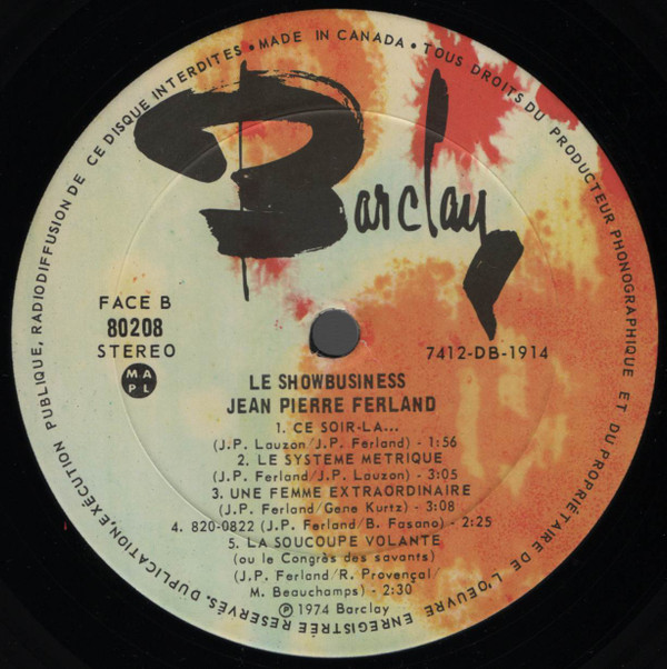 J-P Ferland - Le Showbusiness | Barclay (80208) - 4 J-P Ferland - Le Showbusiness | Barclay (80208) - 4