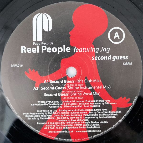 Reel People Featuring Jag - Second Guess | Papa Records (PAPA 016) - 3 Reel People Featuring Jag - Second Guess | Papa Records (PAPA 016) - 3
