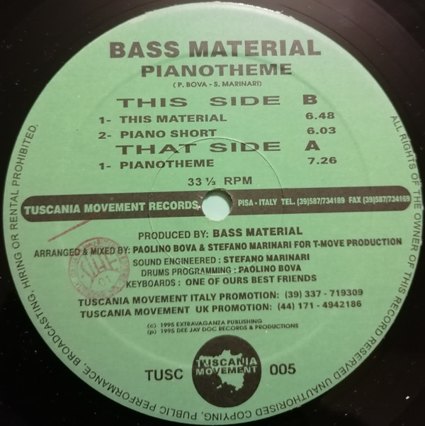Bass Material - Pianotheme / This Material | Tuscania Movement (TUSC 005) - 2