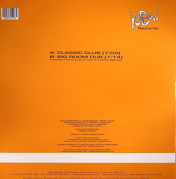 Soul Survivors Feat. Angie Brown - Bring It Back | Vocal Records (VOC009) - 2 Soul Survivors Feat. Angie Brown - Bring It Back | Vocal Records (VOC009) - 2