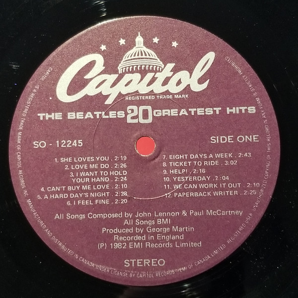 The Beatles - 20 Greatest Hits | Capitol Records, Inc. (SO - 12245) - 3