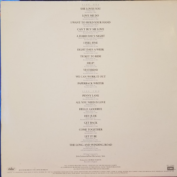 The Beatles - 20 Greatest Hits | Capitol Records, Inc. (SO - 12245) - 2