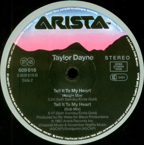 Taylor Dayne - Tell It To My Heart | Arista (609 616) - 4
