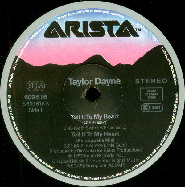 Taylor Dayne - Tell It To My Heart | Arista (609 616) - 3