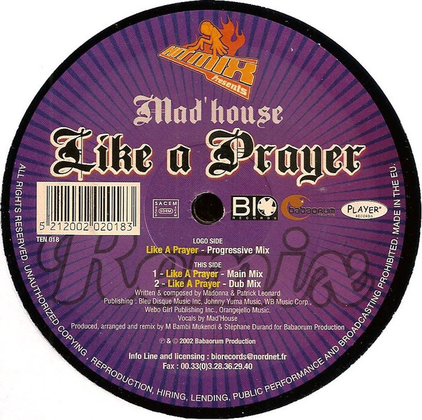 Mad'house - Like A Prayer | Bio Records (TEN 018)