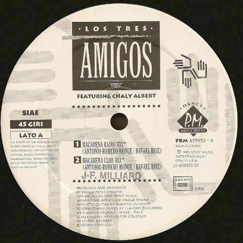 Los Tres Amigos Featuring Chaly Albert - Macarena | Dance P.M. Records (PBM 659952-6) - 2 Los Tres Amigos Featuring Chaly Albert - Macarena | Dance P.M. Records (PBM 659952-6) - 2