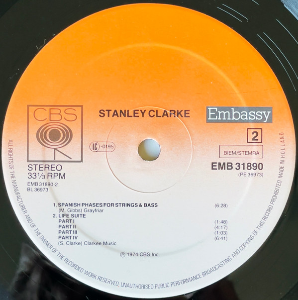 Stanley Clarke - Stanley Clarke | Embassy (EMB 31890) - 4