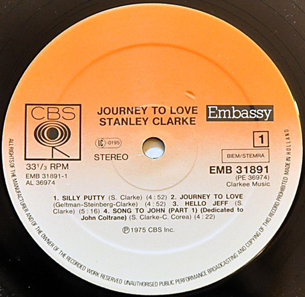 Stanley Clarke - Journey To Love | Embassy (EMB 31891) - 3