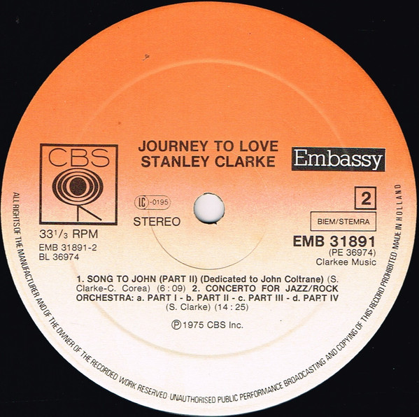 Stanley Clarke - Journey To Love | Embassy (EMB 31891) - 4