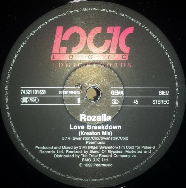 Rozalla - Love Breakdown | Logic Records (74321 101 651) - 4
