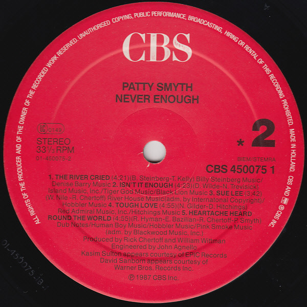 Patty Smyth - Never Enough | CBS (CBS 450075 1) - 4