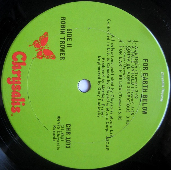 Robin Trower - For Earth Below | Chrysalis (CHR 1073) - 4 Robin Trower - For Earth Below | Chrysalis (CHR 1073) - 4