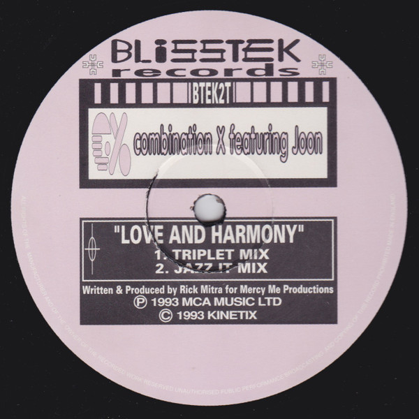 Combination X Featuring Joon - Love And Harmony | Blisstek Records (BTEK2T) - main Combination X Featuring Joon - Love And Harmony | Blisstek Records (BTEK2T) - main